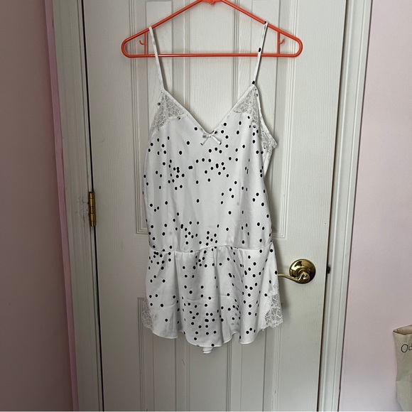 Kate Spade Black and White Polka Dot Sleep Romper - Picture 1 of 5